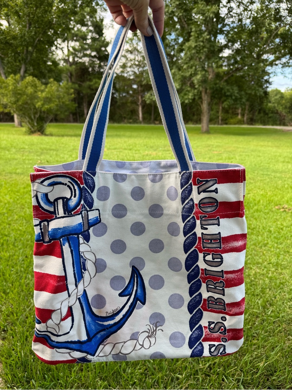 Brighton Nautical Anchor Tote in Red, White & Blue